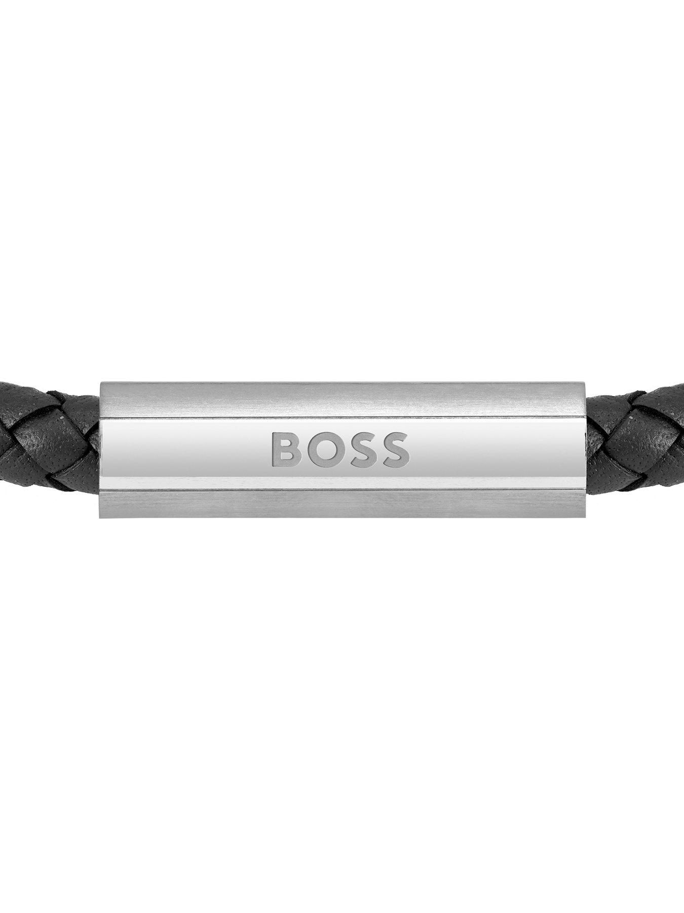 Hugo boss braided hot sale leather bracelet