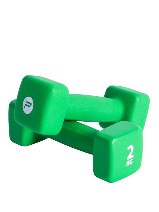 front image of pure2improve-pair-of-neoprene-coated-dumbbells-2kg
