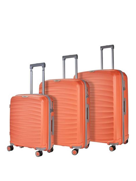 rock-luggage-sunwave-8-wheel-suitcases-3-piece-set-peach