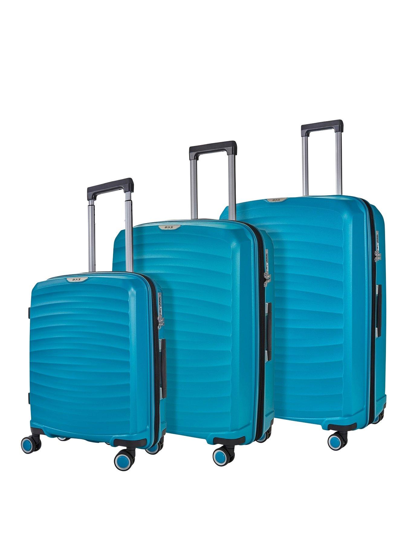 Rock Luggage Sunwave 8-Wheel Suitcases - 3 piece Set - Blue | very.co.uk