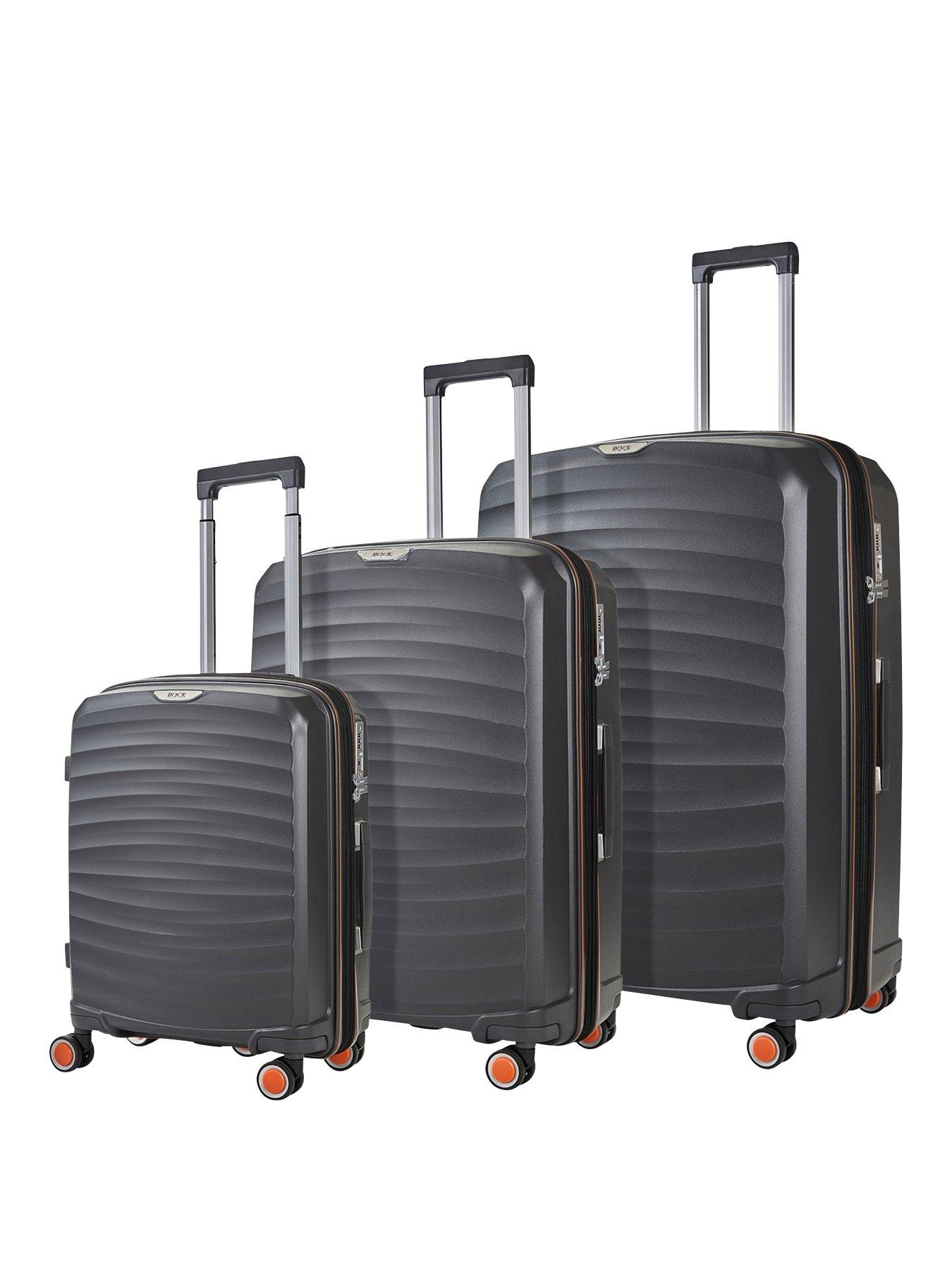 Rock Luggage Sunwave 8-Wheel Suitcases - 3 piece Set - Charcoal | very ...