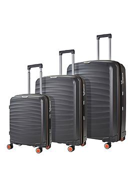 Rock Luggage Sunwave 8-Wheel Suitcases - 3 Piece Set - Charcoal