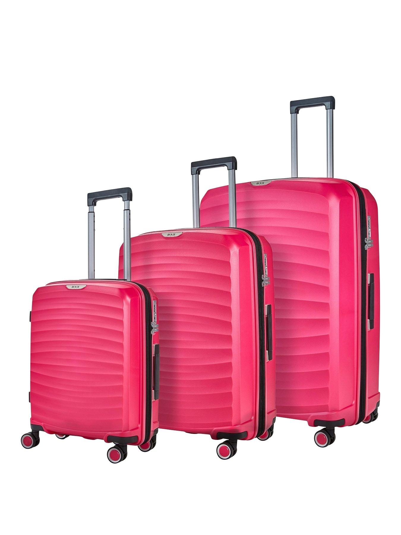 Rock Luggage Sunwave 8 Wheel Suitcases 3 piece Set Pink very