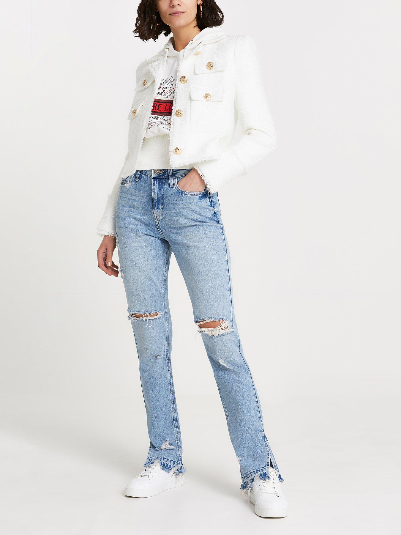 river island white boucle jacket