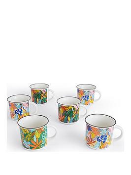Product photograph of Waterside 6 Piece Carnival Leaves Mug Set from very.co.uk