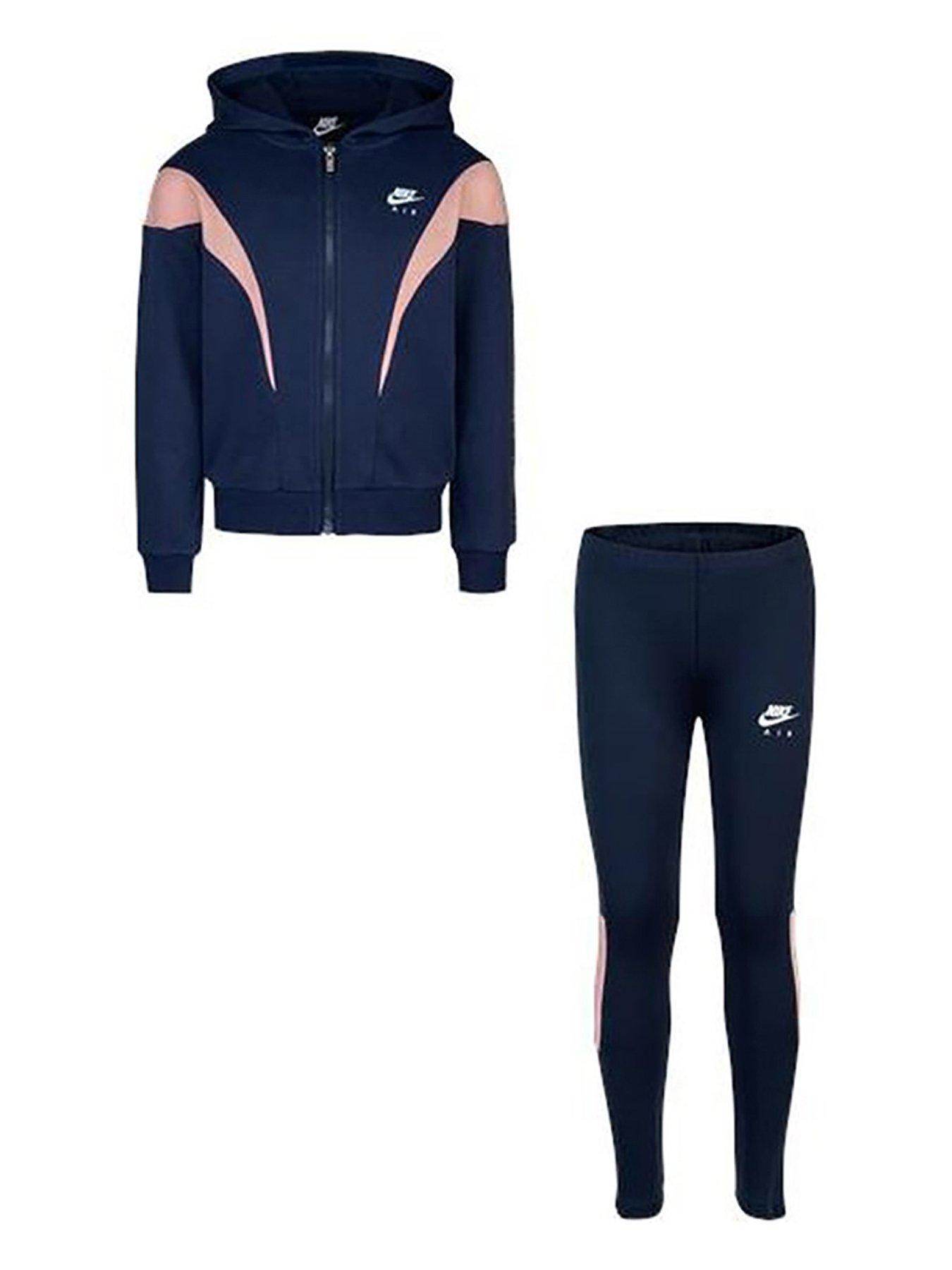 Kids Younger Full Zip Air Jacket & Pants Set - Navy/Pink