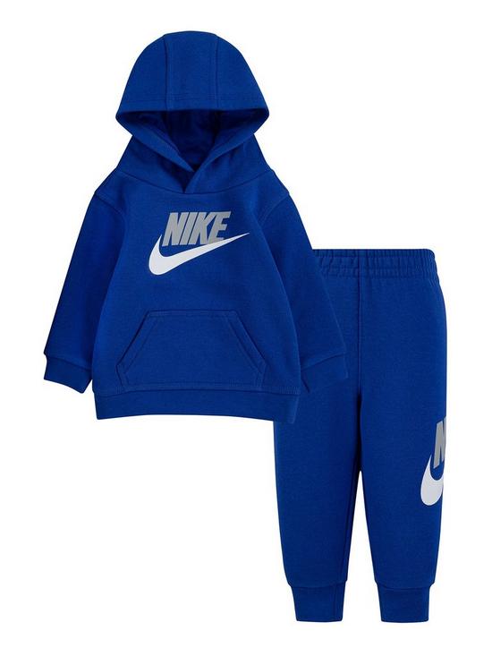 front image of nike-younger-fleece-pullover-hoodie-and-joggers-2-piece-set-blue