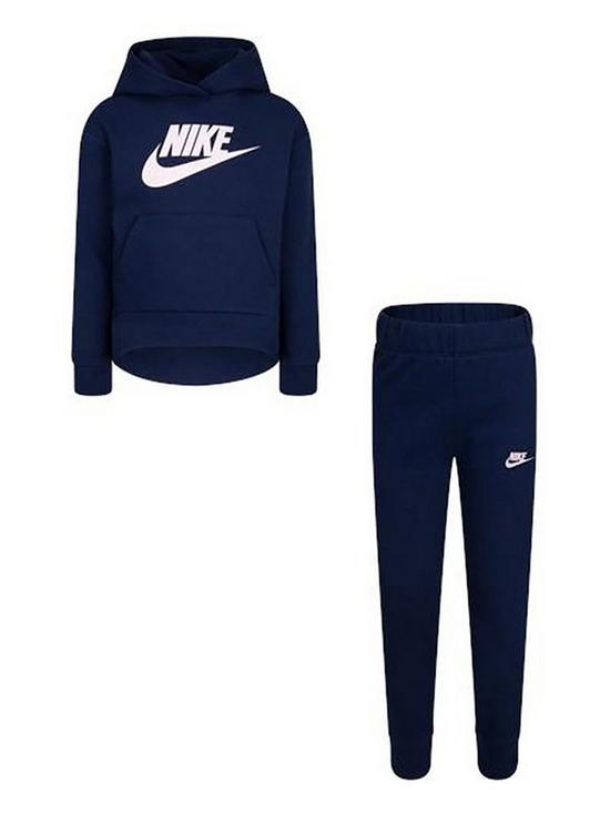 front image of nike-younger-club-fleece-set-navy