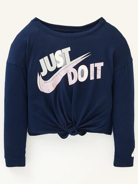 front image of nike-younger-jdinbspswooshfetti-outline-top-navy