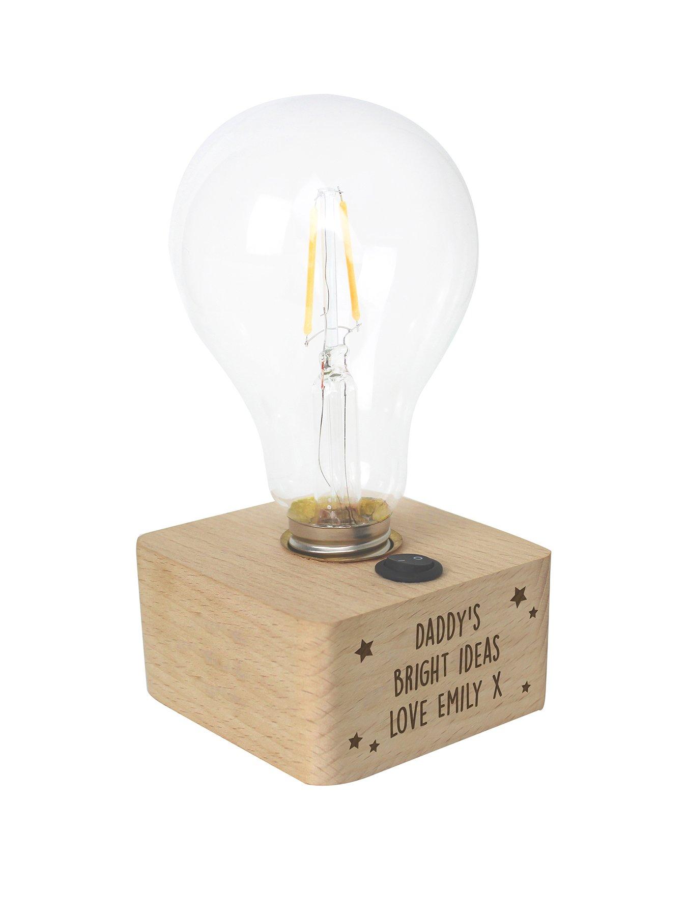 Product photograph of The Personalised Memento Company Personalised Led Bulb Lamp from very.co.uk