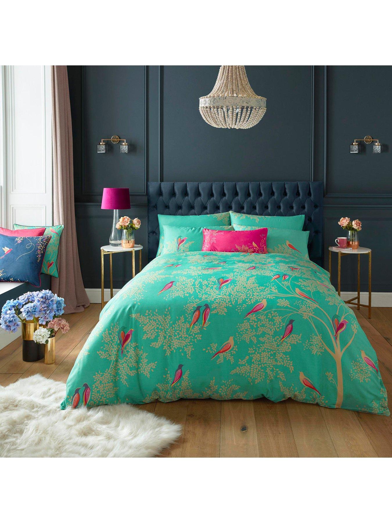 Product photograph of Sara Miller Green Birds Duvet Cover Set from very.co.uk