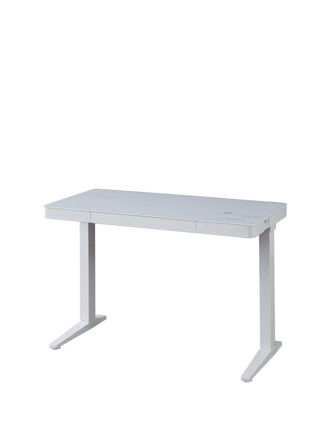 Product photograph of Koble Lana 2 0 Desk With Wireless Charging Bluetooth Speakers And Electric Height Adjustment - White from very.co.uk