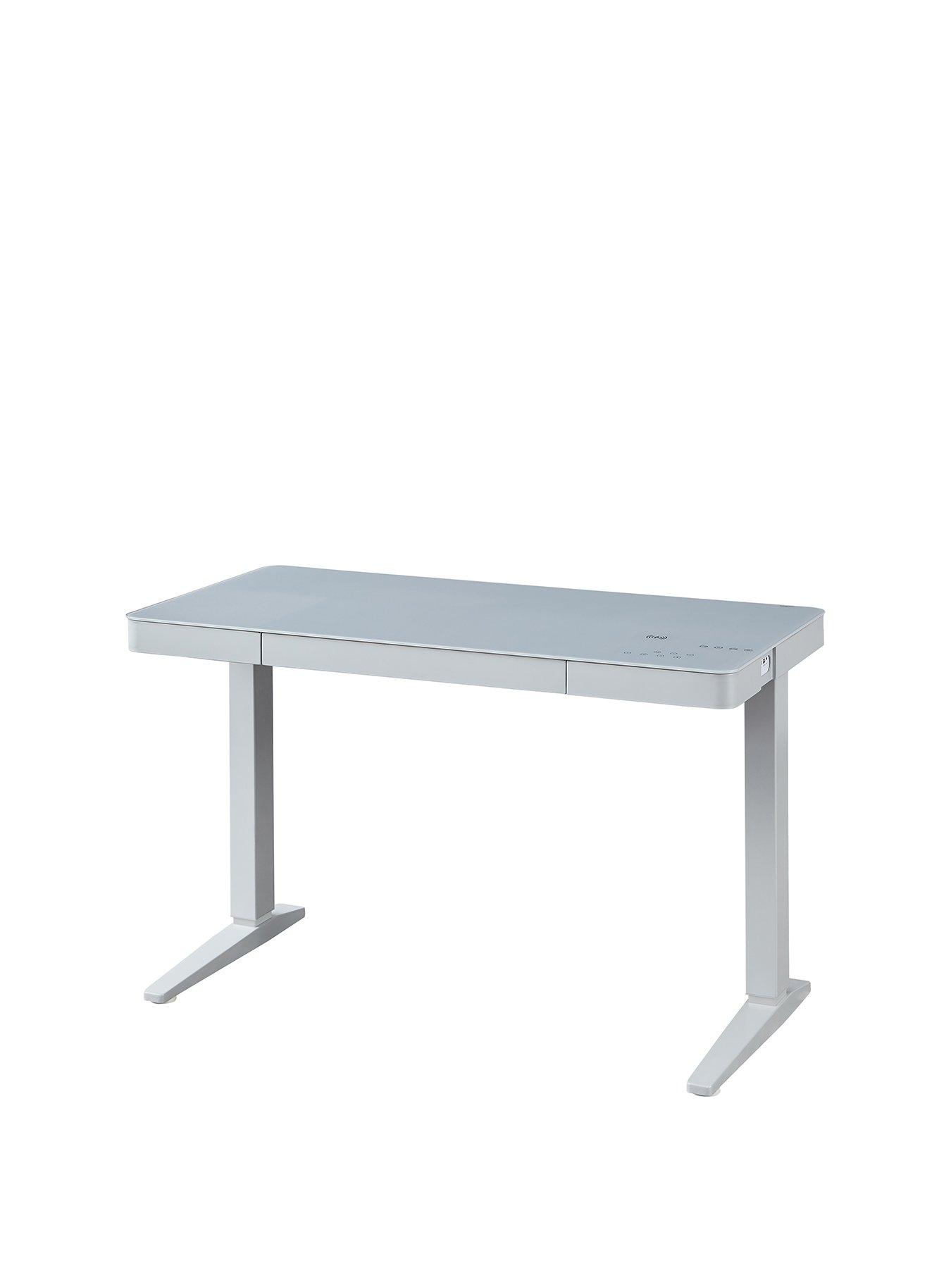 Product photograph of Koble Lana 2 0 Desk With Wireless Charging Bluetooth Speakers And Electric Height Adjustment - Grey from very.co.uk