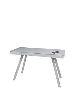 Product photograph of Koble Silas 2 0 Desk With Wireless Charging Speakers And Bluetooth Connection - Light Grey from very.co.uk