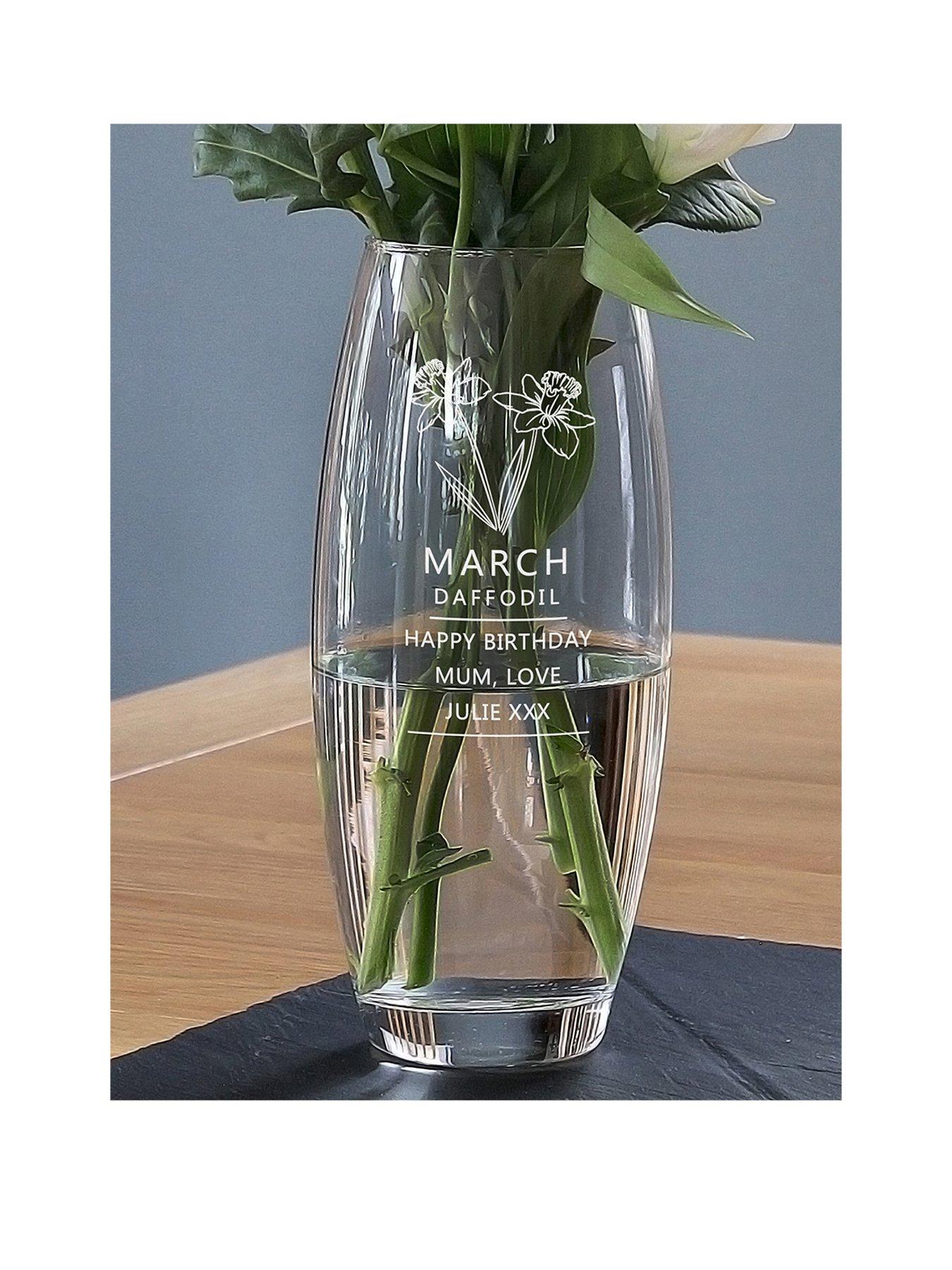 The Personalised Memento Company Personalised Birth Flower Engraved Vase