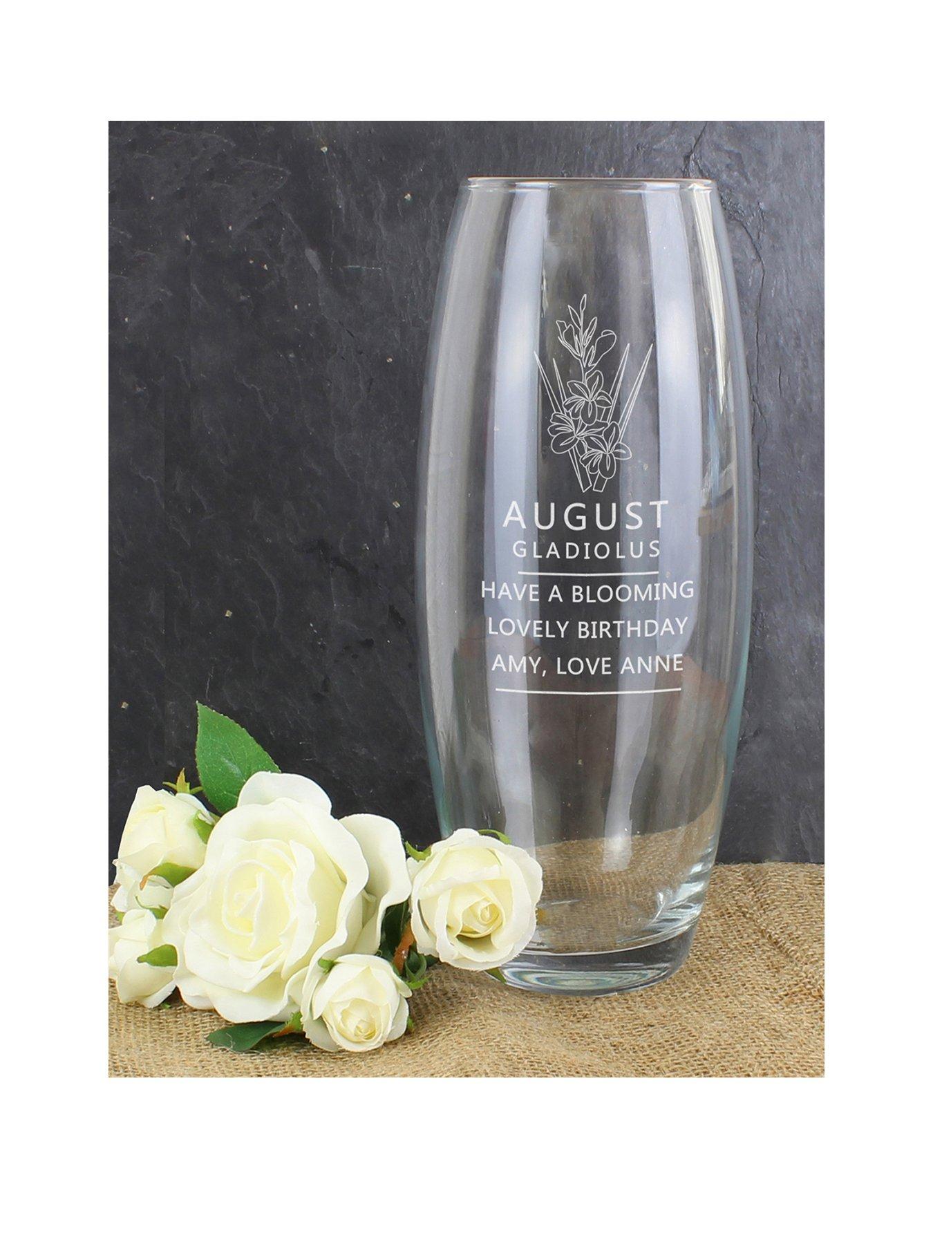 The Personalised Memento Company Personalised Birth Flower Engraved Vase