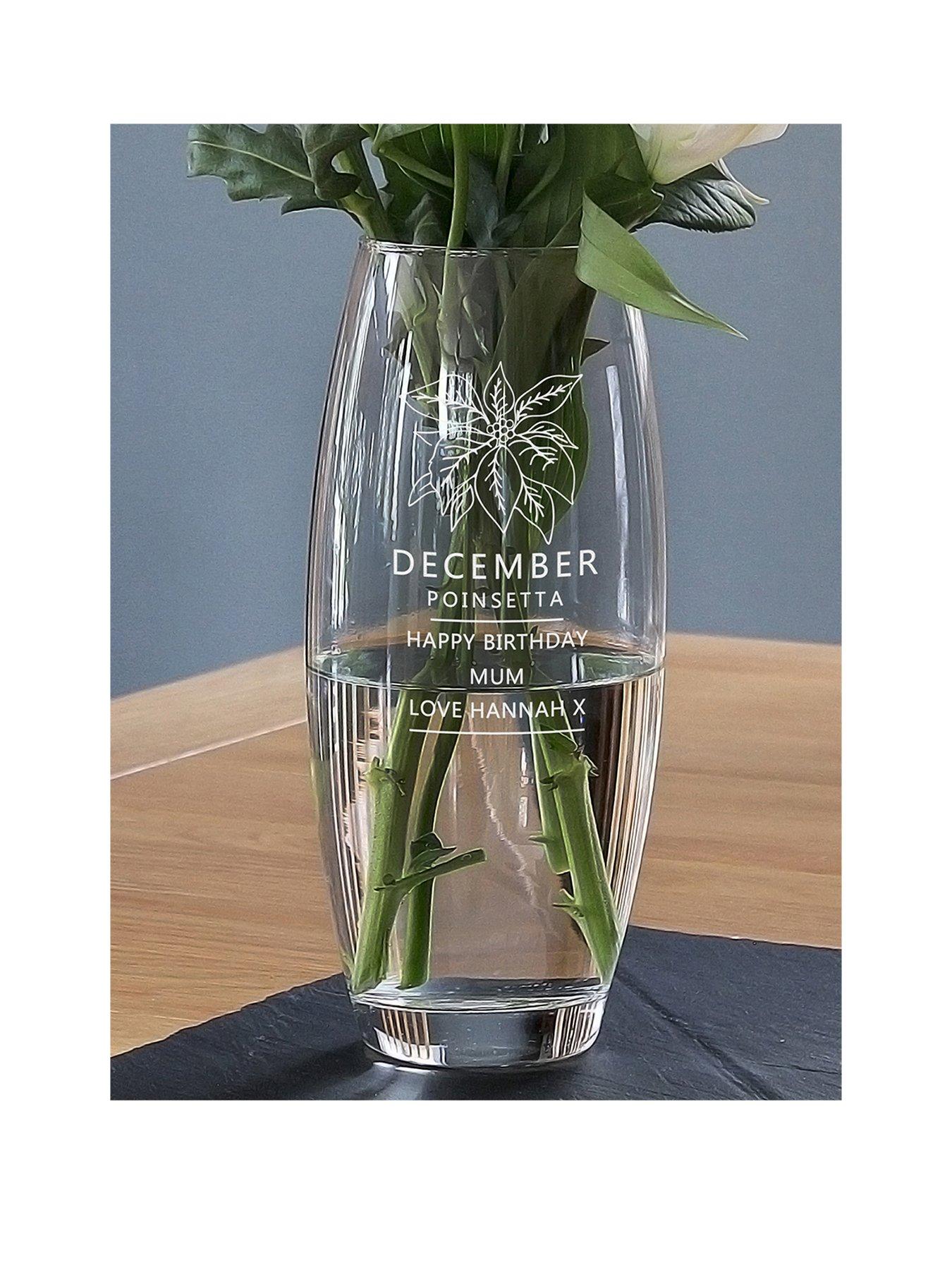 The Personalised Memento Company Personalised Birth Flower Engraved Vase