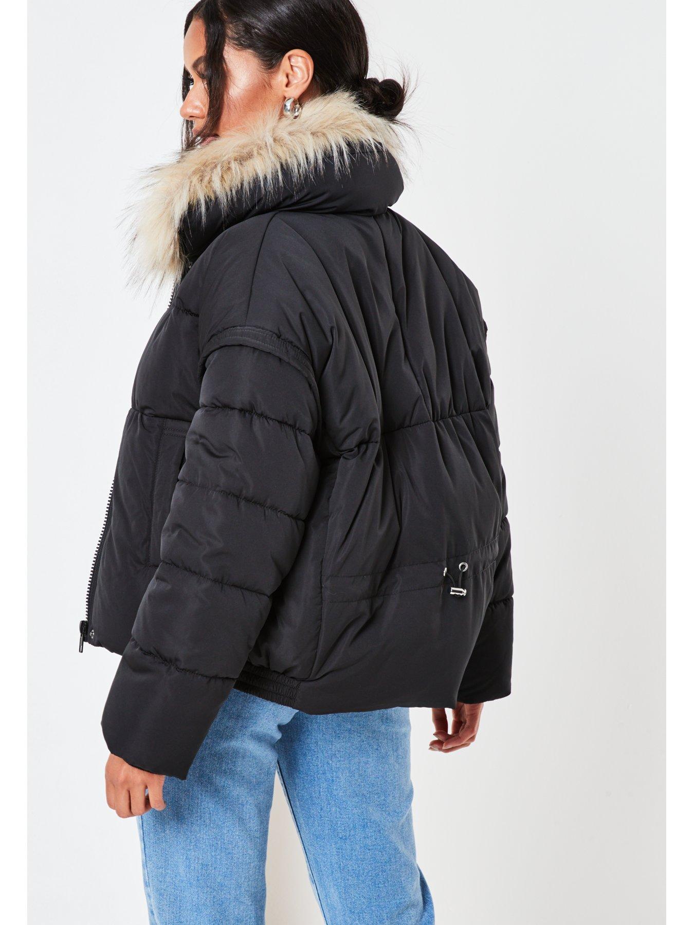 black ultimate faux fur puffer jacket