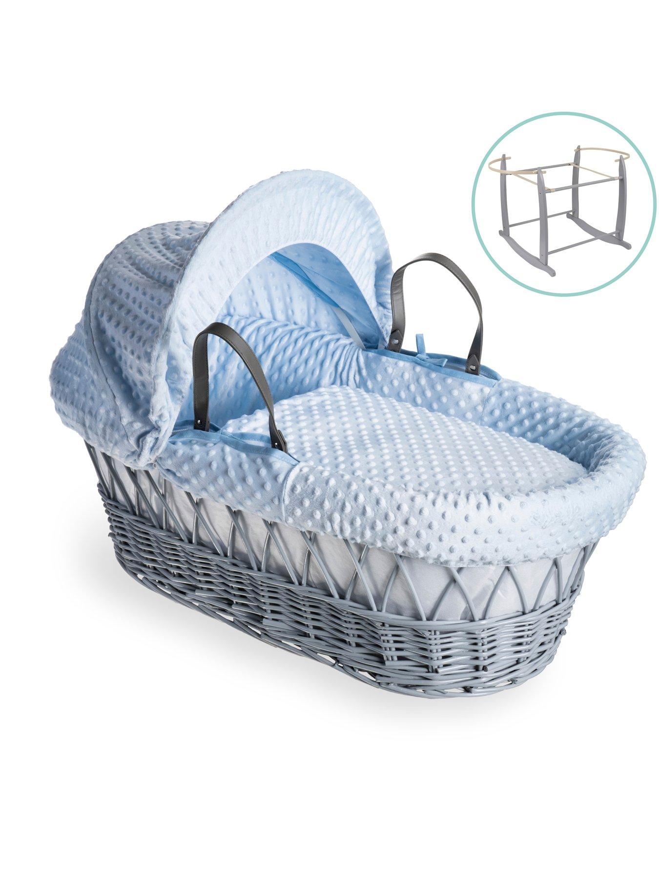 Clair De Lune Dimple Grey Wicker Basket with Grey Deluxe Stand