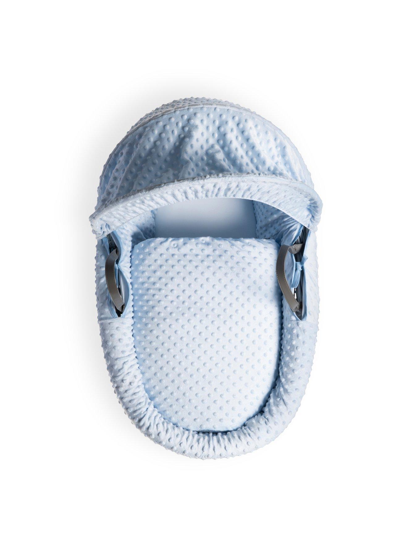 Image 4 of 6 of Clair De Lune Dimple Grey Wicker Moses Basket &amp; Deluxe Rocking Stand - Blue