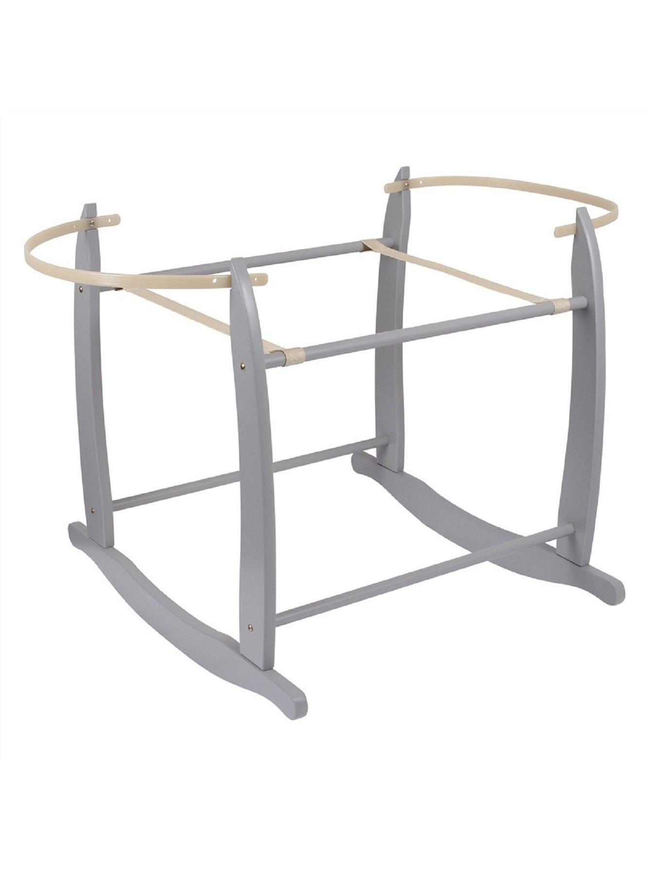 Image 5 of 6 of Clair De Lune Dimple Grey Wicker Moses Basket &amp; Deluxe Rocking Stand - Blue