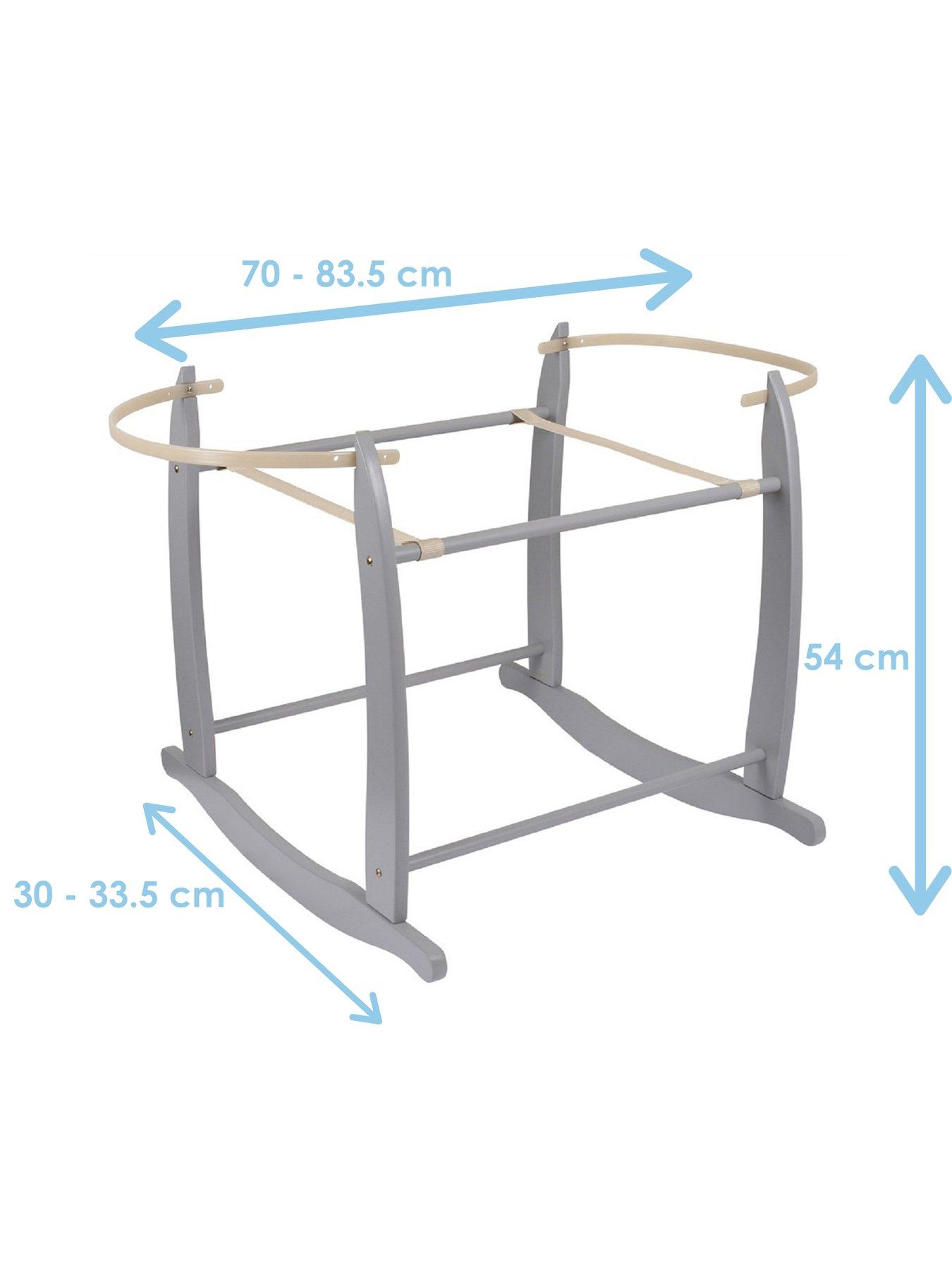 Image 6 of 6 of Clair De Lune Dimple Grey Wicker Moses Basket &amp; Deluxe Rocking Stand - Blue