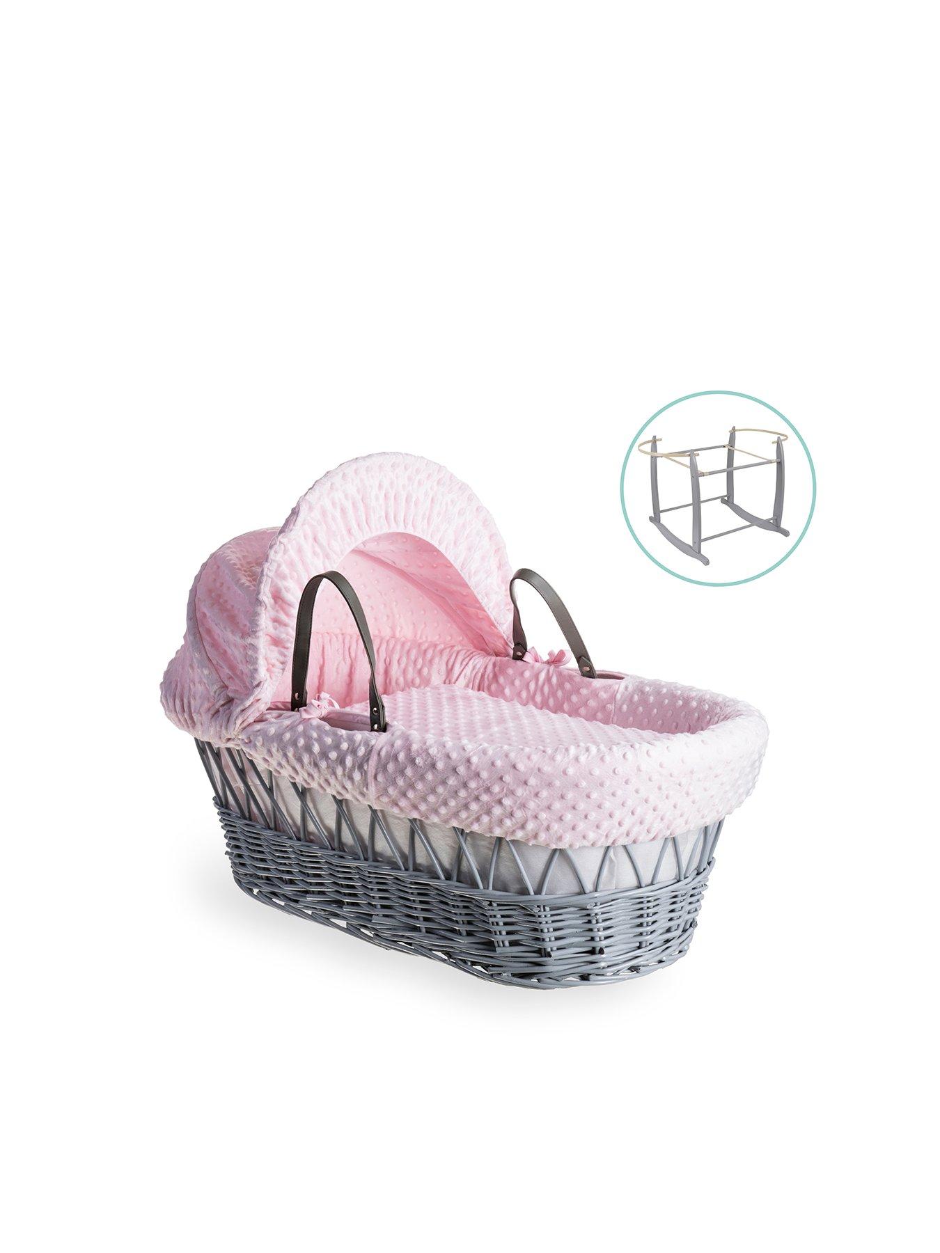 Product photograph of Clair De Lune Dimple Grey Wicker Basket With Grey Deluxe Stand - Pink from very.co.uk