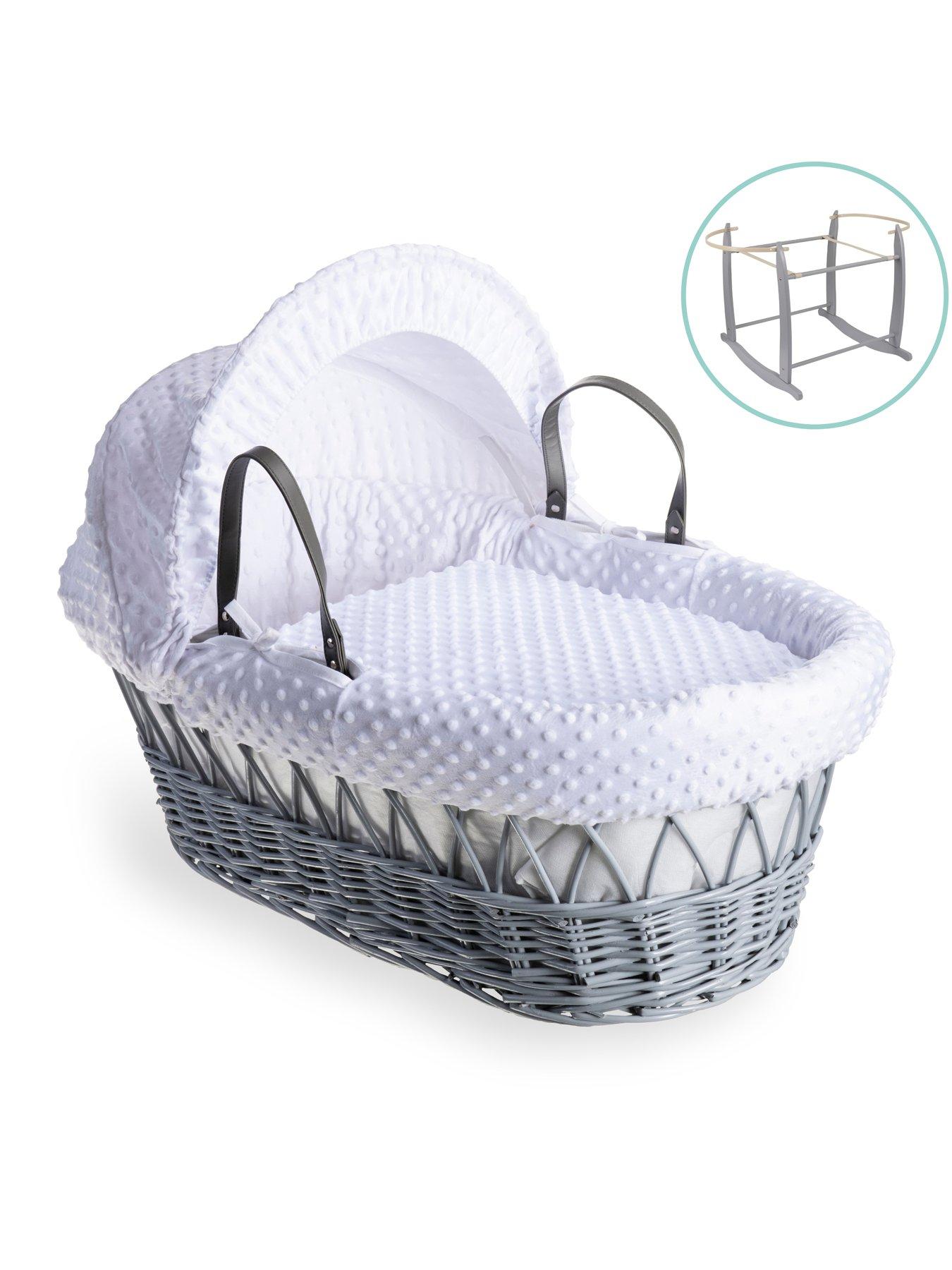 Product photograph of Clair De Lune Dimple Grey Wicker Basket With Grey Deluxe Stand - White from very.co.uk