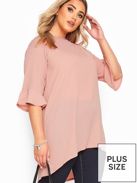 yours-yoursnbsplondon-blush-flute-sleeve-tunic-pink