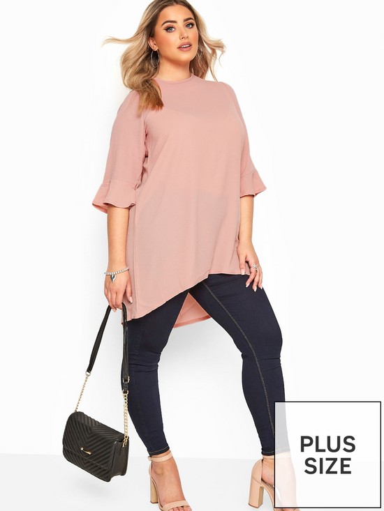 stillFront image of yours-blush-flute-sleeve-tunic-pink
