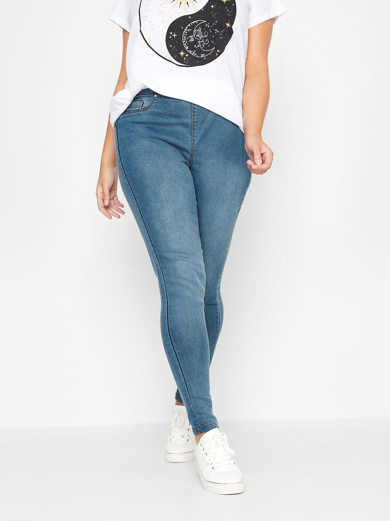 Shaper Denim Jeans - mid-rise stretch pull-on jegging in plus size