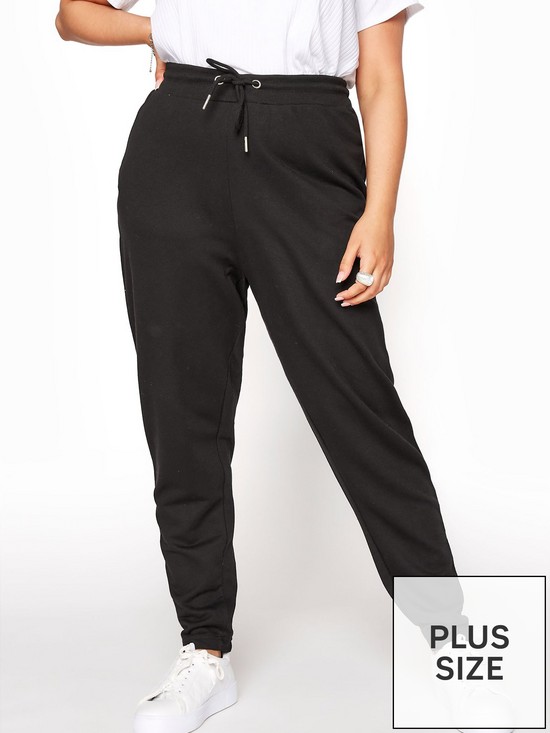front image of yours-basic-cuffed-jogger--nbspblack