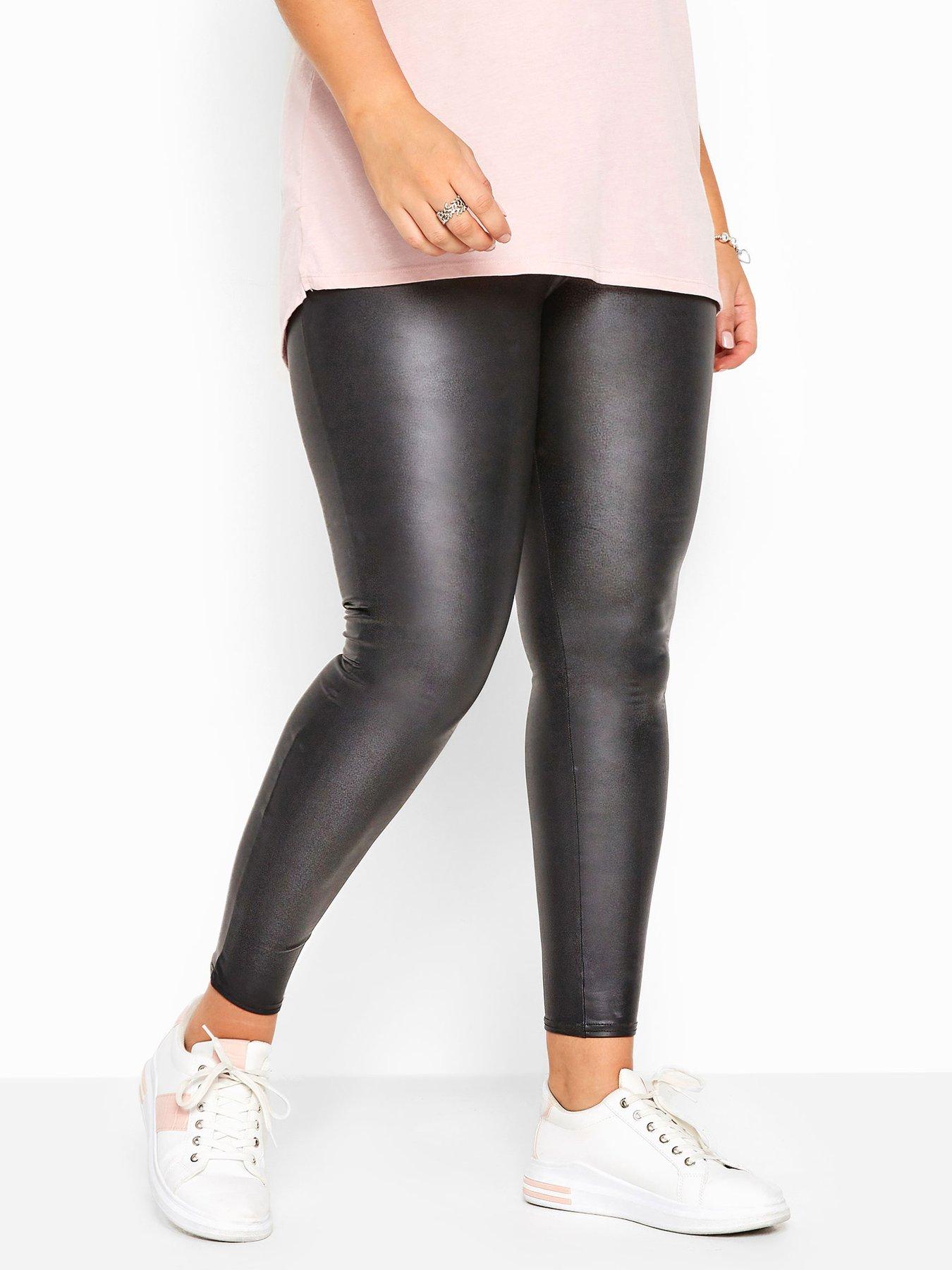 Wet Look Faux Leather Leggings - Black