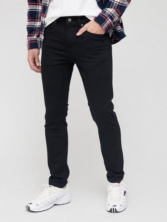 front image of tommy-jeans-austin-slim-tapered-fit-stretch-jeans-black