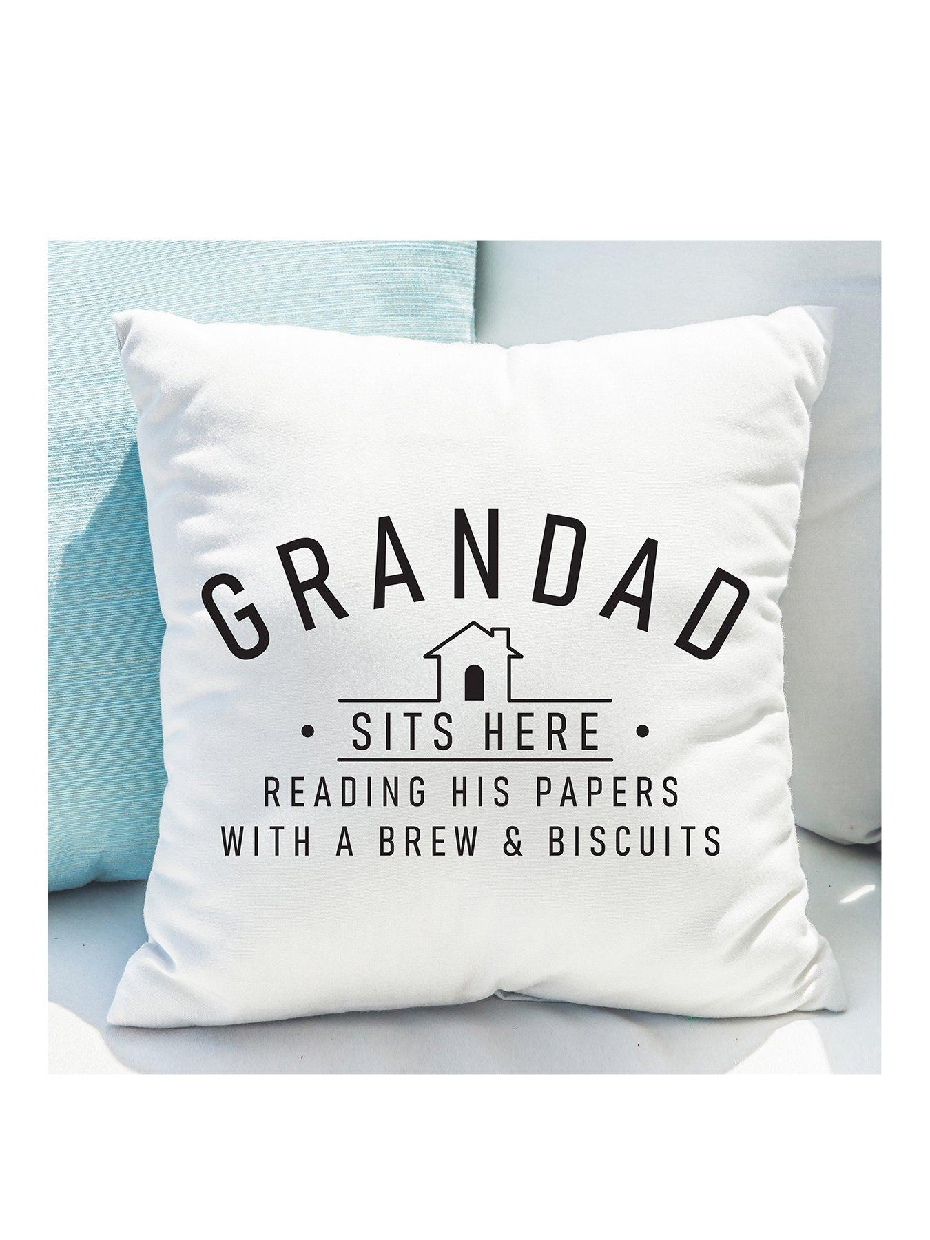 Product photograph of The Personalised Memento Company Personalised Sits Here Cushion from very.co.uk