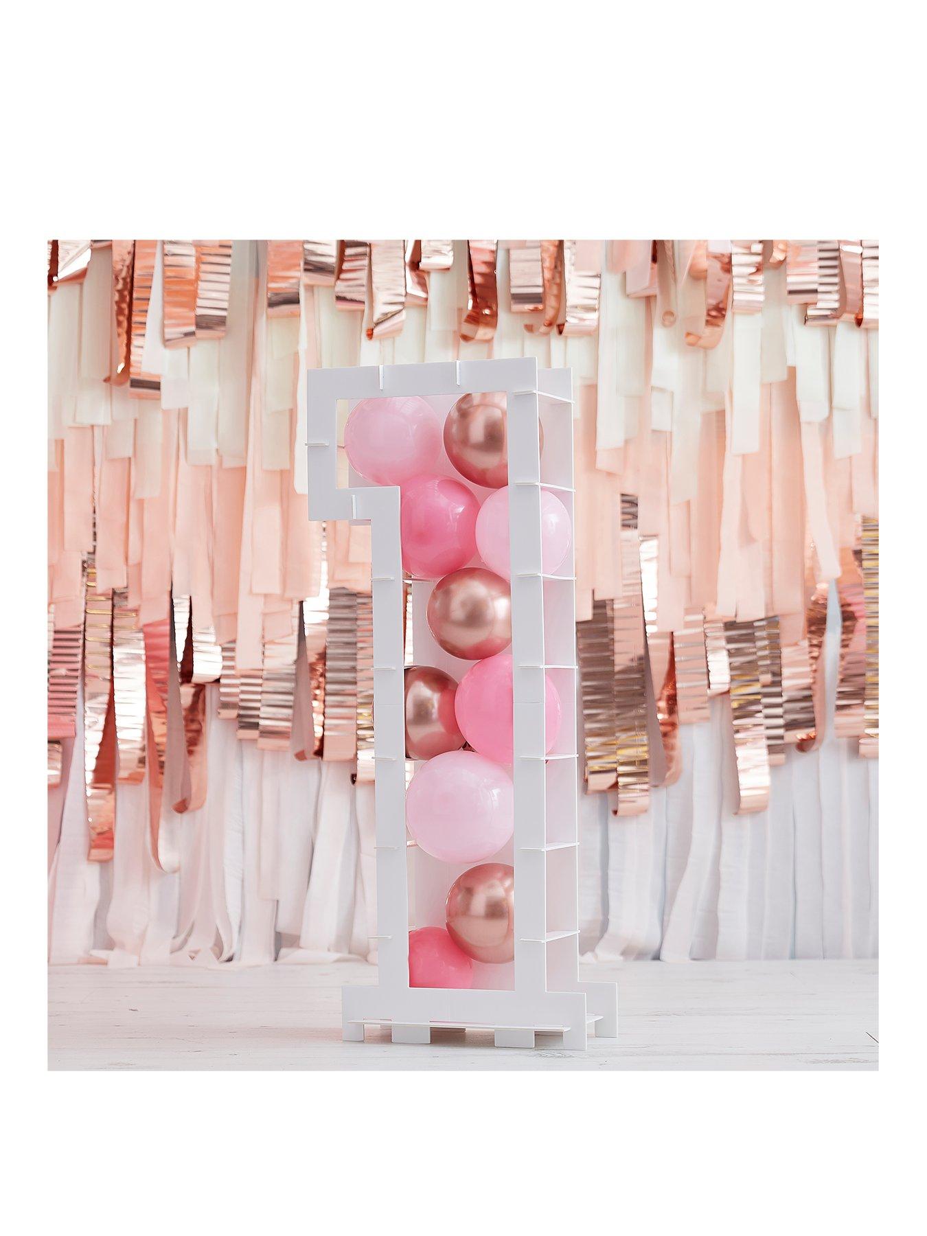 Product photograph of Ginger Ray Blush Balloons With Number Mosaic Stand from very.co.uk