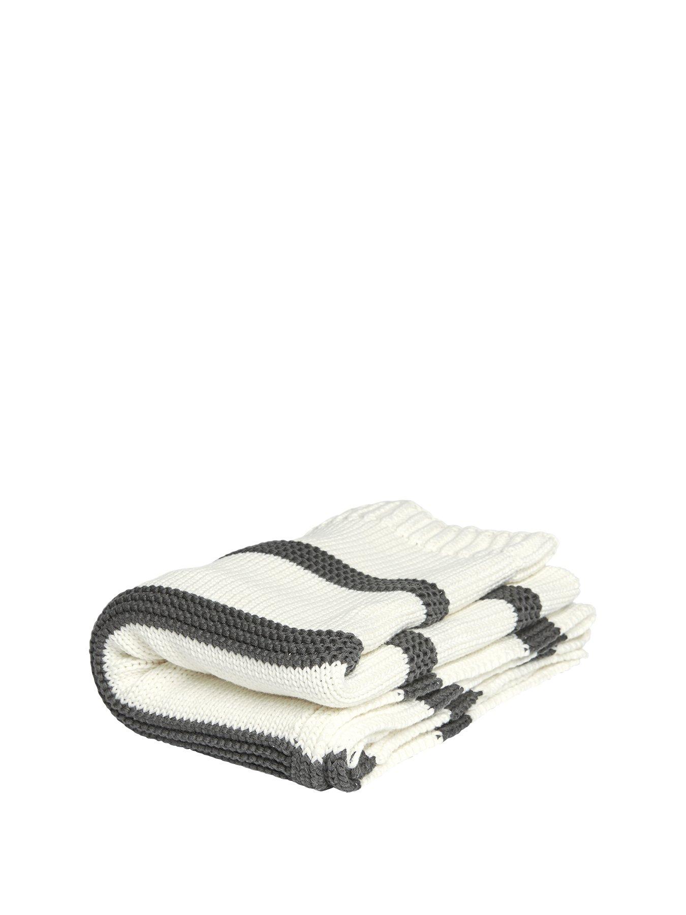Mamas & Papas Knitted Blanket - Monochrome Stripe - Starry Skies