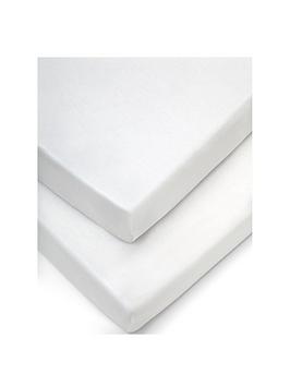 Large Moses/Pram Fitted Sheets (2 Pack) - White