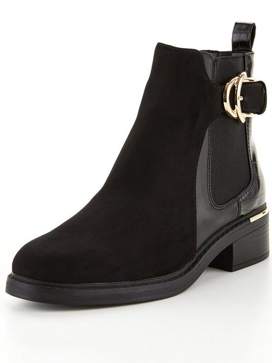 front image of v-by-very-buckle-ankle-boot-black