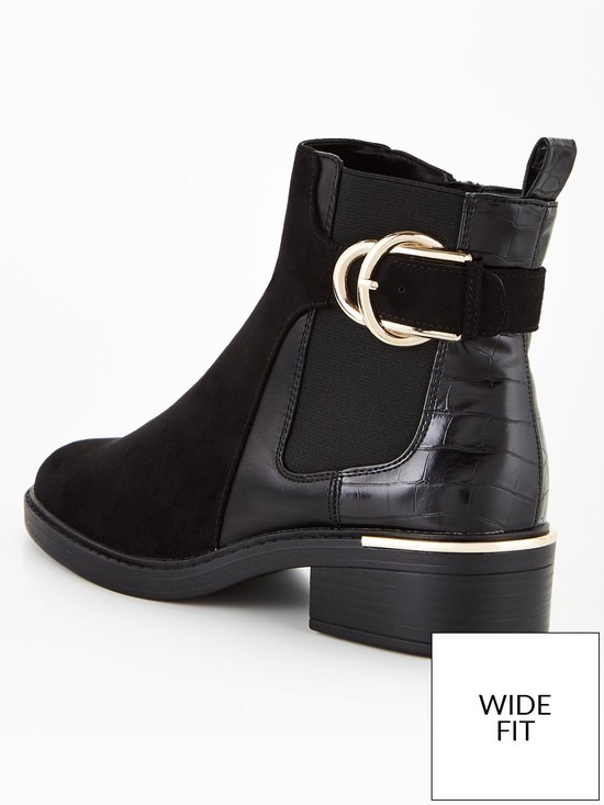 stillFront image of v-by-very-wide-fit-buckle-ankle-boot-black