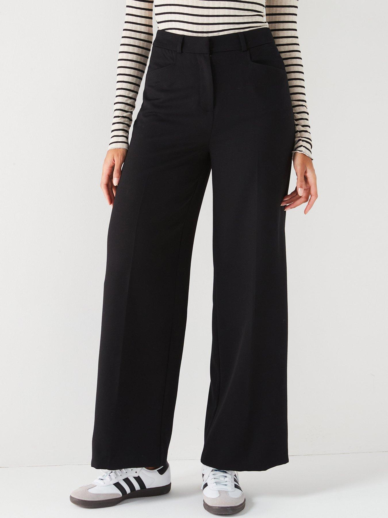 Black Super High Waisted Belted Wide Leg Trousers