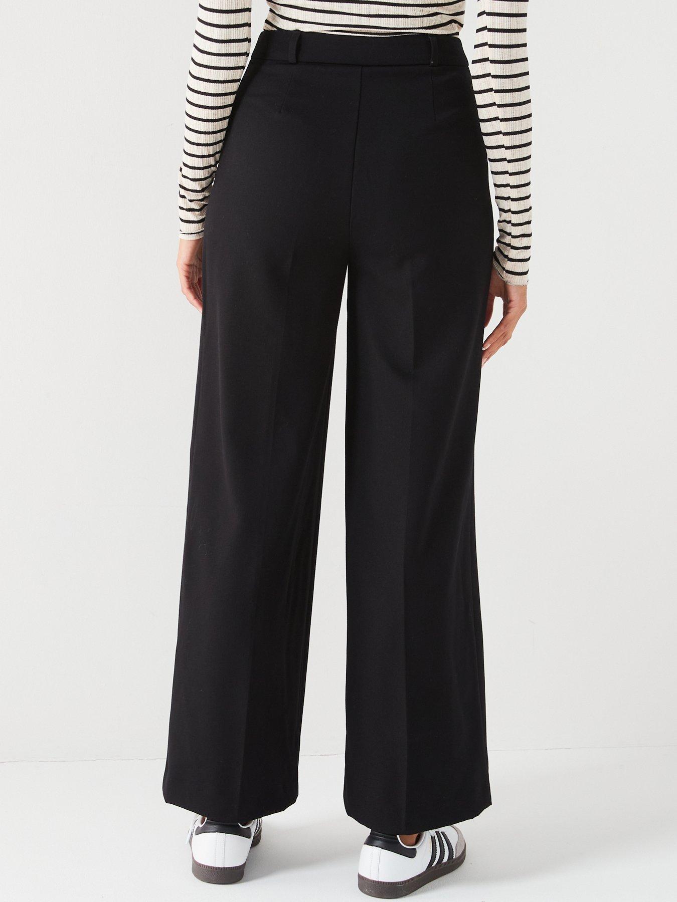 Womens black wide outlet leg trousers uk