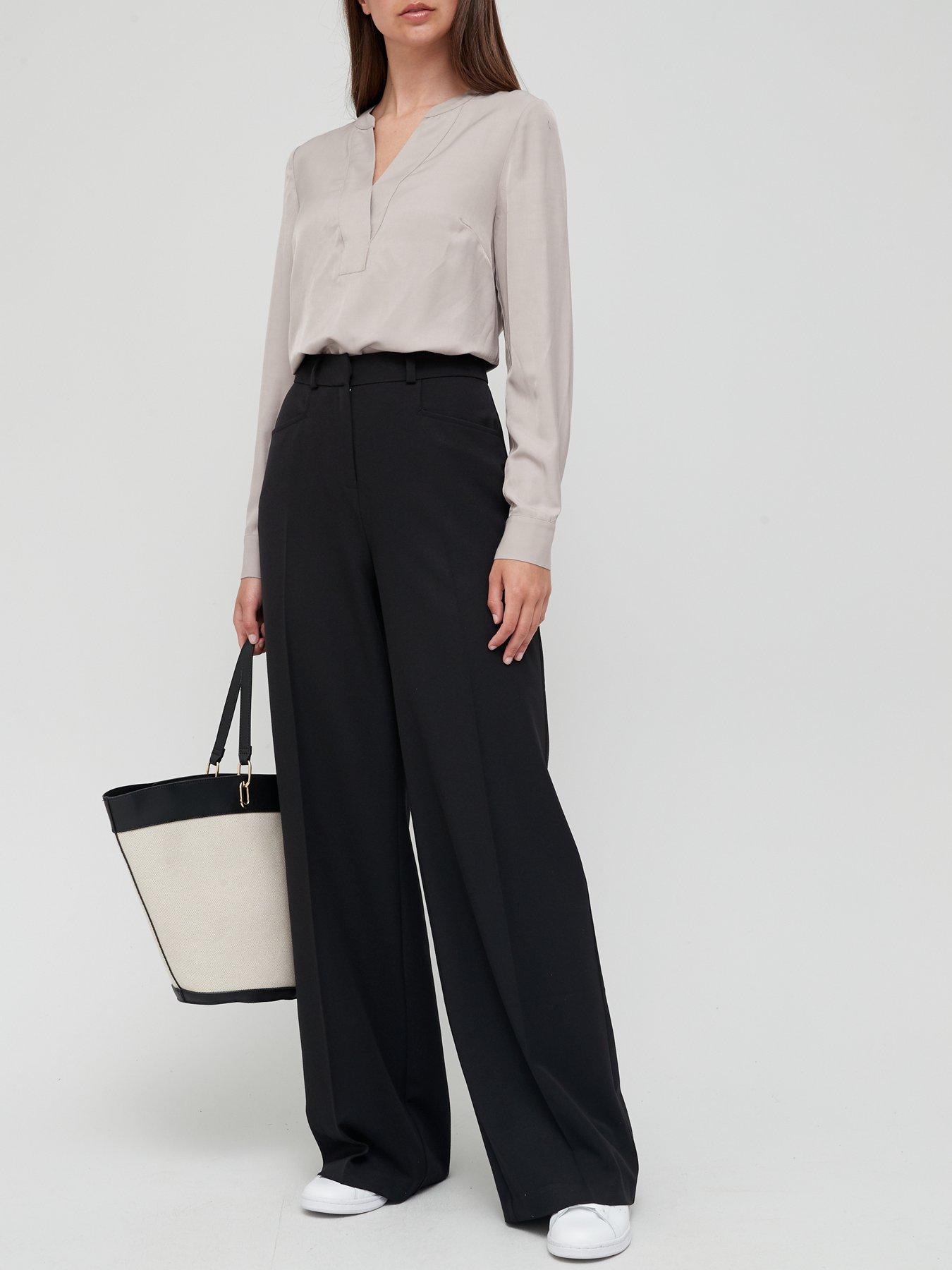 V by Very Petite Wide Leg Trouser Black