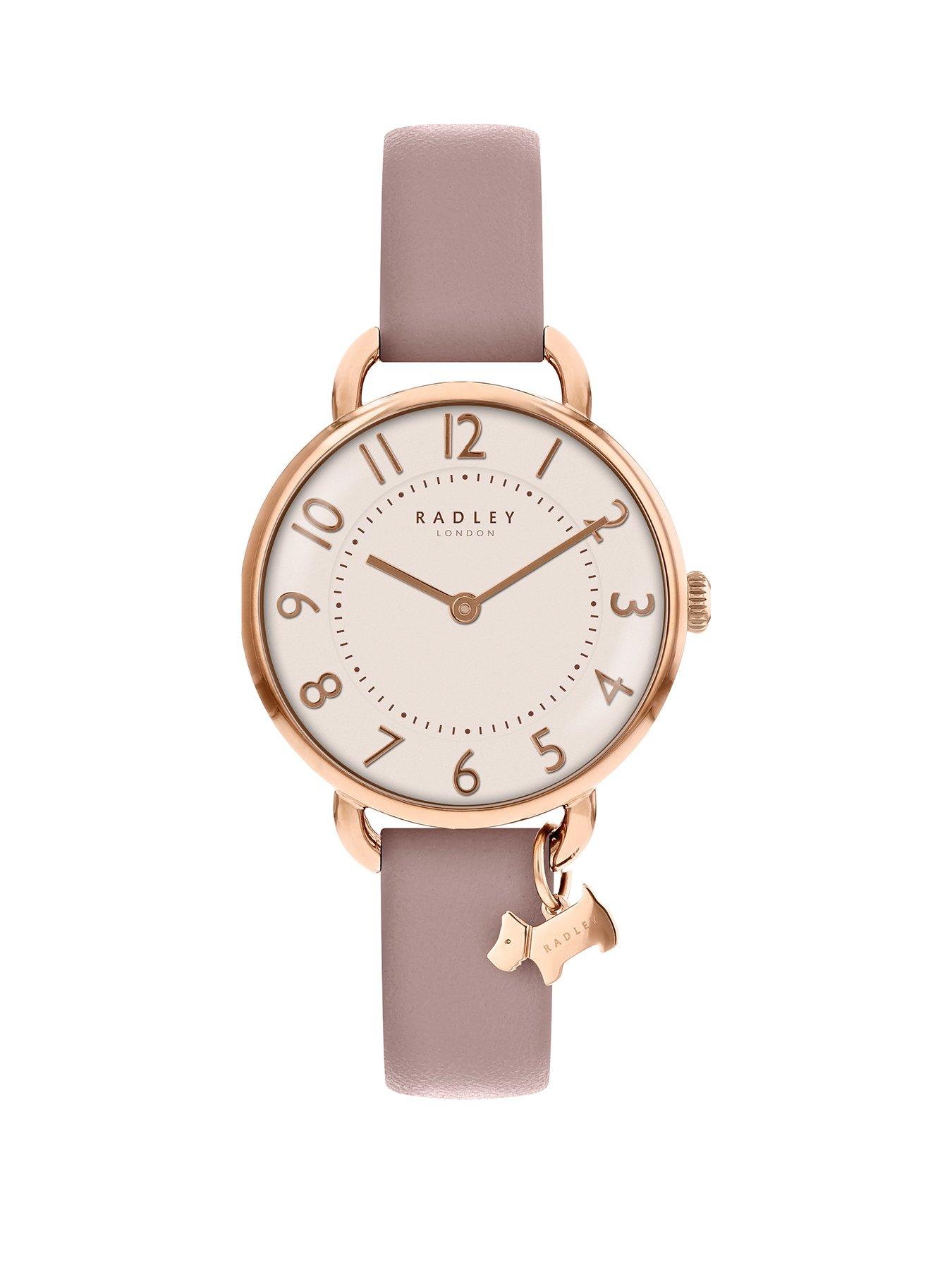 Product photograph of Radley White Dial Dog Charm Strap Watch from very.co.uk