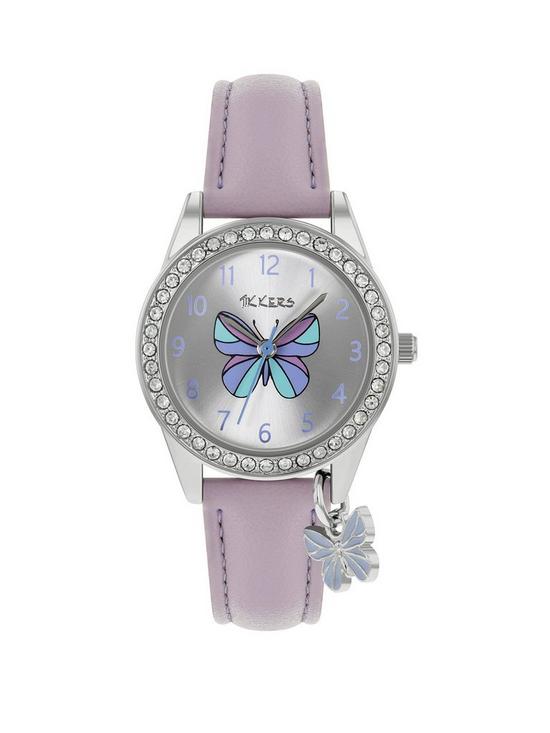 front image of tikkers-butterfly-dial-butterfly-charm-strap-watch
