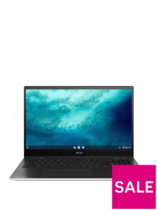 front image of asus-chromebook-flip-cx5500fea-e60001-156in-fhd-touchscreen-11th-gennbspintel-core-i3-8gb-ram-128gb-ssd-white