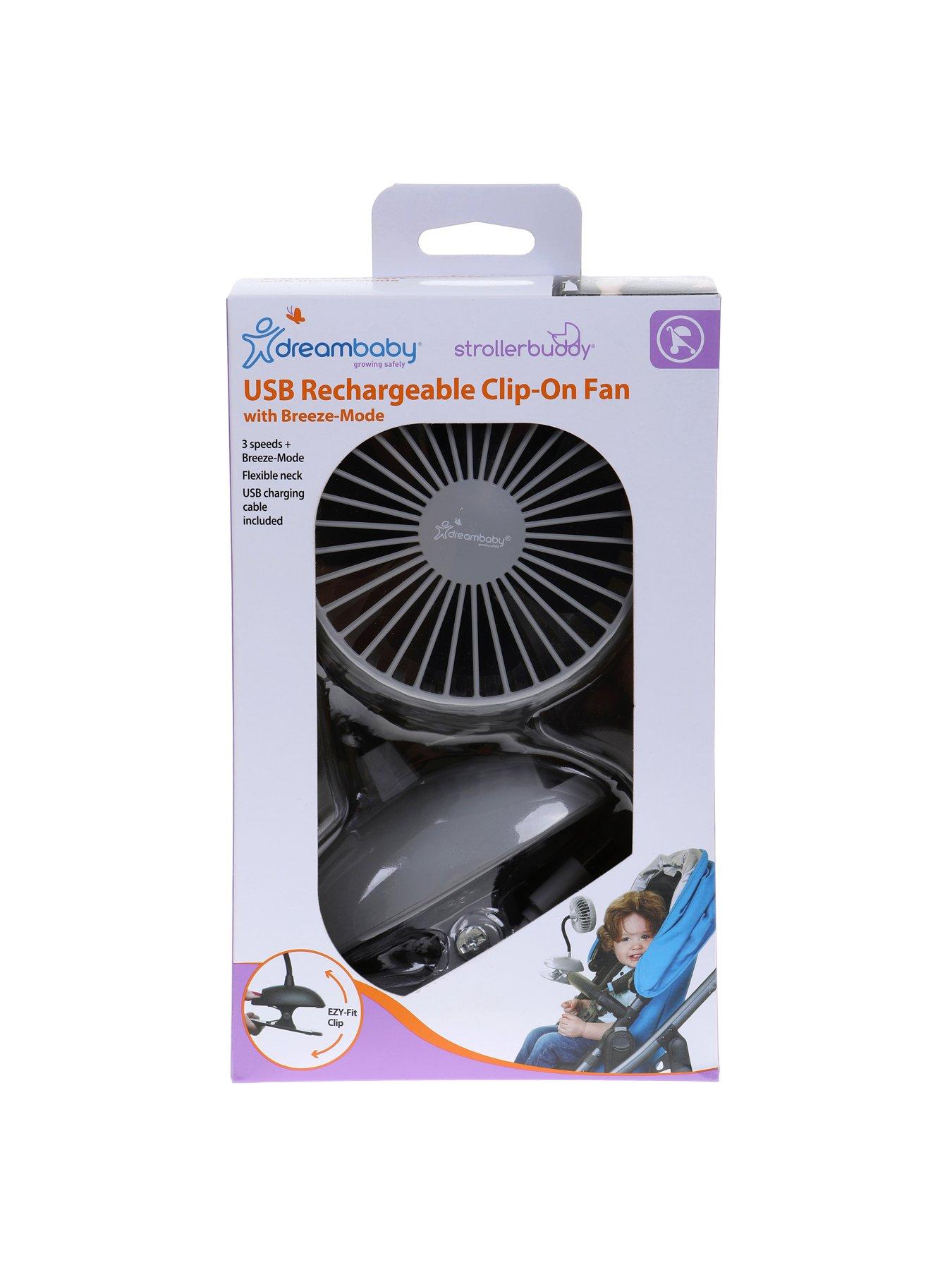 Dreambaby USB Rechargeable ClipOn Caged Fan Grey very.co.uk