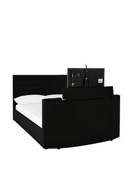 Product photograph of Very Home Kingsley Faux Leather Tv Bed Frame - Fits Up To 32 Inch Tv - Bed Frame With Memory Mattress from very.co.uk