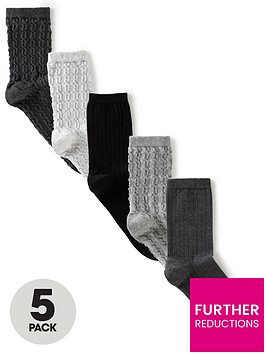v-by-very-5-pack-filet-cable-and-mock-rib-ankle-socks-monochrome