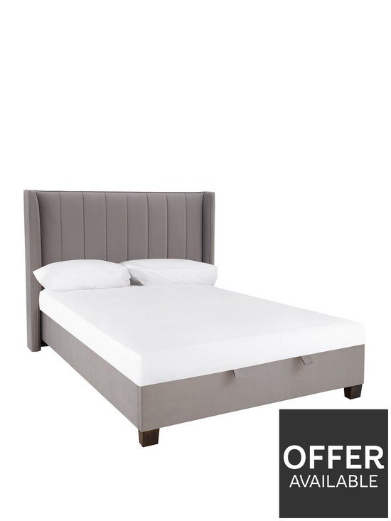 stillFront image of very-home-dakota-velvet-ottoman-storage-bed-with-mattress-options-grey